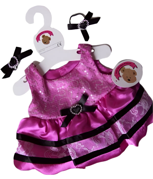 Teddy Bear Clothes - Silver Heart Dress |Bows Teddy Bear Clothes - Silver Heart Dress |Bows